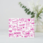 roze tekstballonnen briefkaart 01 (Staand voorkant)