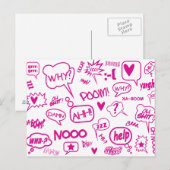 roze tekstballonnen briefkaart 01 (Voorkant / Achterkant)