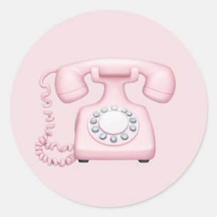 Roze  Telefoon Emoji Art Ronde Sticker
