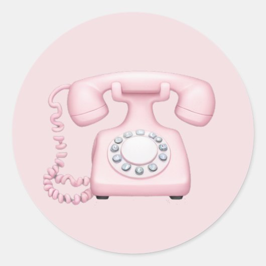 Roze Telefoon Emoji Art Ronde Sticker (Voorkant)