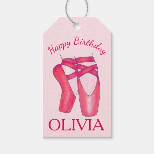 Roze tenen schoesschoenen Ballet Ballerina Dance B Cadeaulabel (Voorkant)