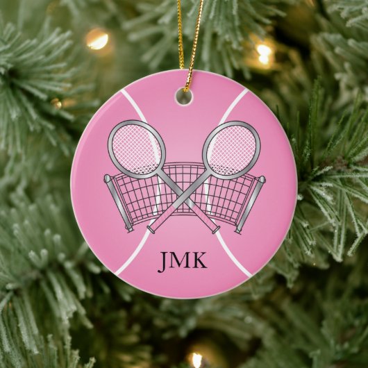 Roze Tennis Ball | Personaliseren Keramisch Ornament (Boom)