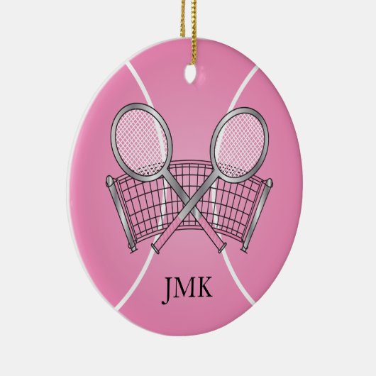 Roze Tennis Ball | Personaliseren Keramisch Ornament (Rechts)