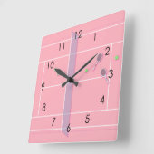 Roze Tennis Court Modern Tennis Player Vierkante Klok (Hoek)