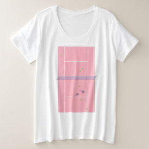 Roze Tennis Court Preppy Modern Tennis Player Grote Maat T-shirt