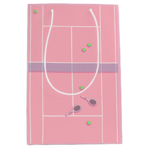 Roze Tennis Court Preppy Modern Tennis Player Medium Cadeauzakje