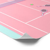 Roze Tennis Court Preppy Modern Tennis Player Poster (Hoek)