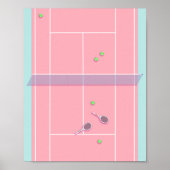 Roze Tennis Court Preppy Modern Tennis Player Poster (Voorkant)