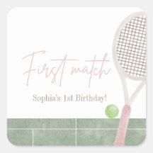 Roze Tennis Eerste Verjaardag Preppy Klassiek Fees