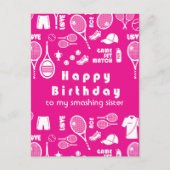 Roze 💗 Tennis 🎾 Happy Birthday Briefkaart (Voorkant)