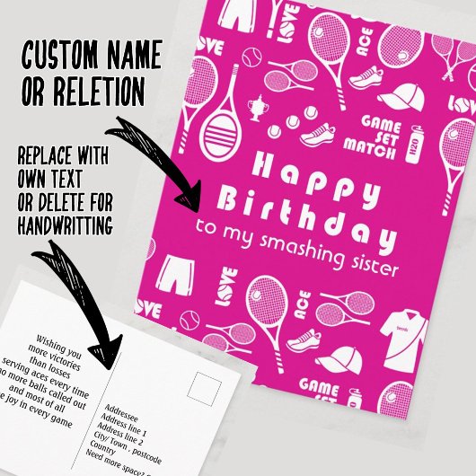 Roze 💗 Tennis 🎾 Happy Birthday Briefkaart