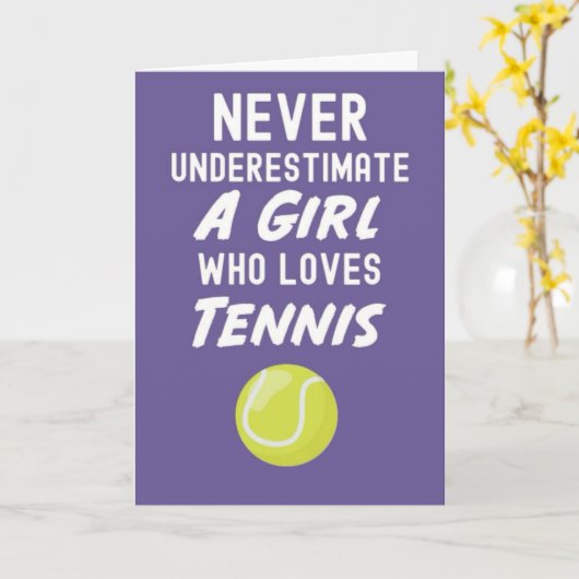 Roze Tennis Kaarten voor meisjes Kinder Girly spor (Gele Bloem)