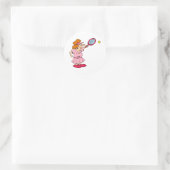 Roze tennis Lady Ronde Sticker (Tas)