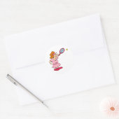 Roze tennis Lady Ronde Sticker (Envelop)