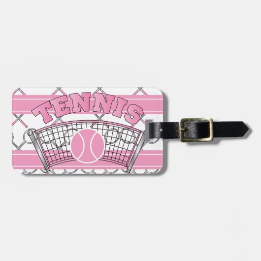 Roze Tennis 🎾 Rackets en Balls Bagagelabel (Voorkant horizontaal)
