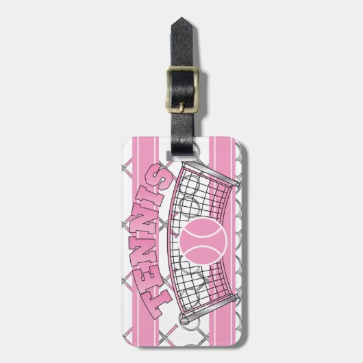Roze Tennis 🎾 Rackets en Balls Bagagelabel (Voorkant verticaal)