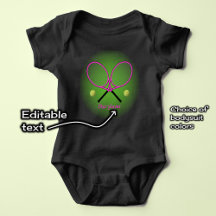 Roze tennis voeg naam of tekst toe baby bodysuit
