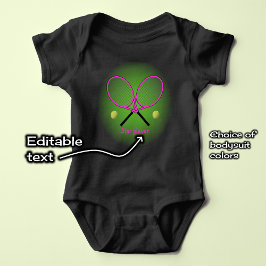 Roze tennis voeg naam of tekst toe baby bodysuit