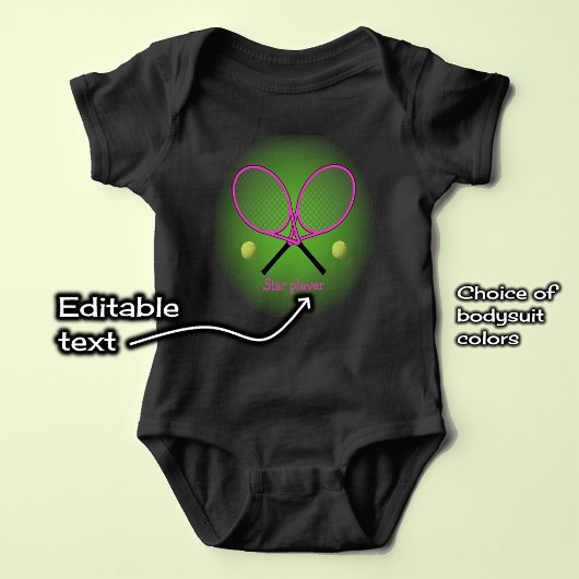 Roze tennis voeg naam of tekst toe baby bodysuit