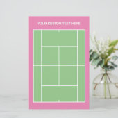 Roze tennisbaan sjabloon papier voor kantoorbenodi (Staand voorkant)