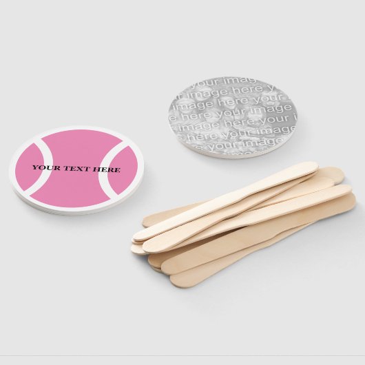 Roze tennisbal Handje met aangepaste foto Handwaaier (Niet-gemonteerd)