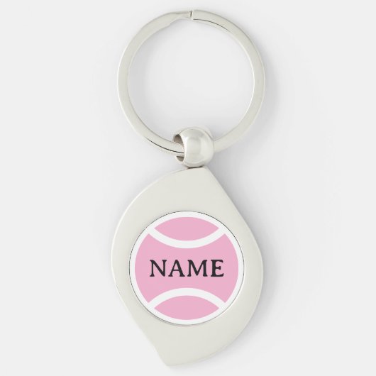 Roze tennisbal logo sleutelhanger met aangepaste n (Voorkant)