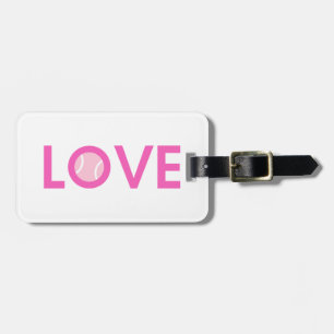 Roze tennisbal ~ LOVE ~ Persoonlijk Bagagelabel
