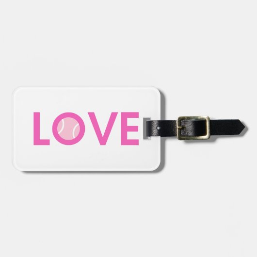 Roze tennisbal ~ LOVE ~ Persoonlijk Bagagelabel (Voorkant horizontaal)