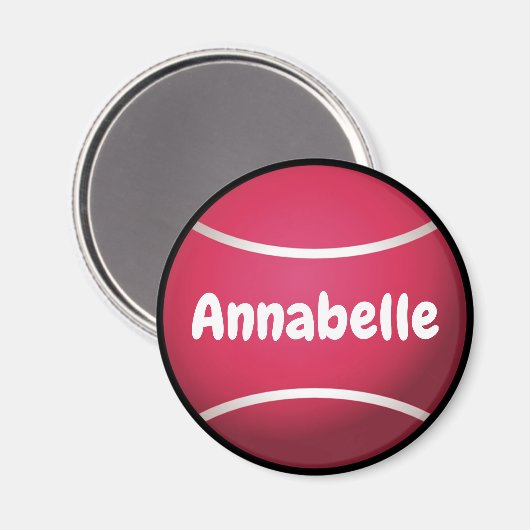 Roze tennisbal personaliseren magneet (Voorkant / Achterkant)