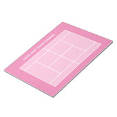 Roze tennisgerecht lay-out notitieblok voor coachi (Schuin)