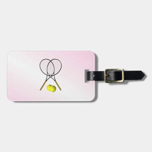 Roze tennisontwerp bagagelabel (Voorkant horizontaal)