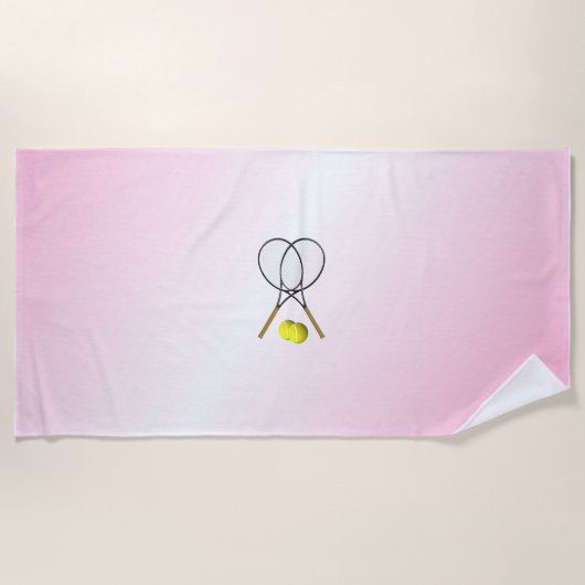 Roze tennisontwerp strandlaken (Voorkant)