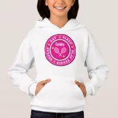 Roze tennisslogan met aangepaste naam hoodie (Voorkant)