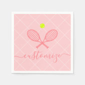 Roze tennisthema Cocktail Banquet Servet (Voorkant)