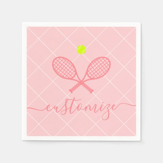 Roze tennisthema Cocktail Banquet Servet (Voorkant)