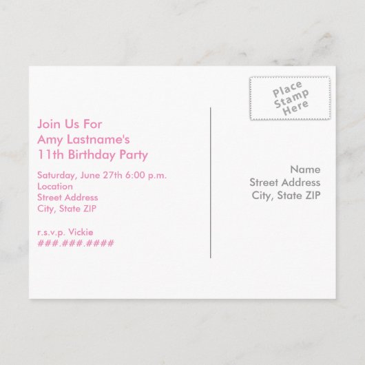 Roze Tent Camping Verjaardagsfeest Briefkaart Uitn (Achterkant)