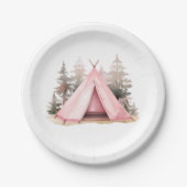 Roze Tent Camping Wandelpapier Bord (Voorkant)