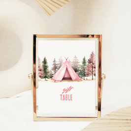 Roze Tent Wandelen Camping Tafel Top Sign Reclamebord Met Voetstuk