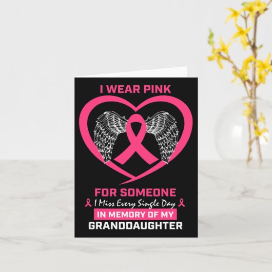 Roze ter nagedachtenis aan mijn kleindochter borst kaart (Gele Bloem)