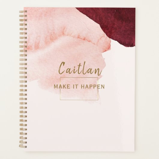 Roze Terracotta Abstract Gebrandmerkt Planner (Voorkant)