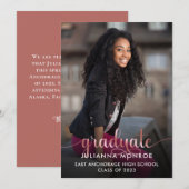 Roze Terracotta Afstuderen het Afstuderen van het  Aankondiging (Voorkant / Achterkant)