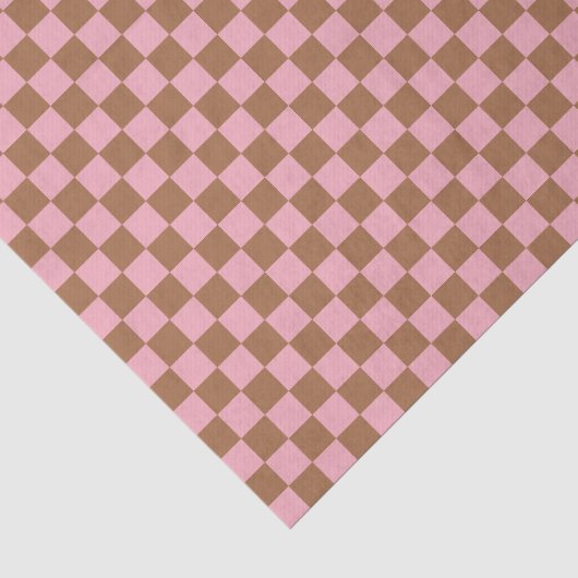 Roze Terracotta Dambord Geruit Meisjesachtig Retro Tissuepapier (Detail)