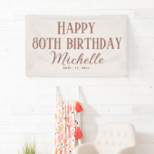 Roze Terracotta Gelukkige 80ste Verjaardag Spandoek (Insitu)