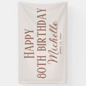 Roze Terracotta Gelukkige 80ste Verjaardag Spandoek (Verticaal)