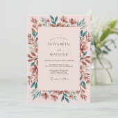 Roze Terracotta Loof Eucalyptus Bruiloft Kaart (Staand voorkant)