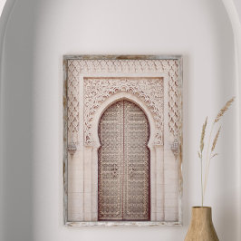Roze Terracotta Marokkaanse Boog Muurkunst Print