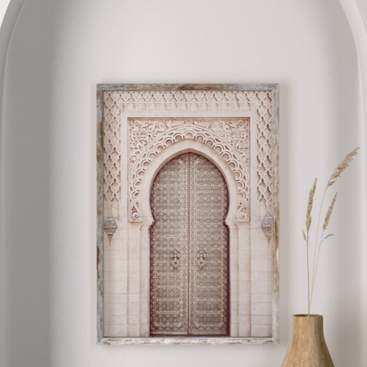 Roze Terracotta Marokkaanse Boog Muurkunst Print