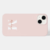Roze & Terracotta Moderne Initiele Monogram Hoesje (Achterkant (horizontaal))
