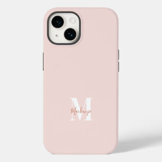 Roze & Terracotta Moderne Initiele Monogram Hoesje iPhone 14 Hoesje