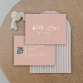 Roze terracotta moderne, minimale QR CODE-script Visitekaartje